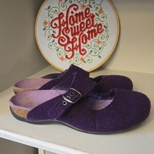 Dr Andrew Weil Purple Wool Felted Mary Jane Slip On Orthapedic Shoes